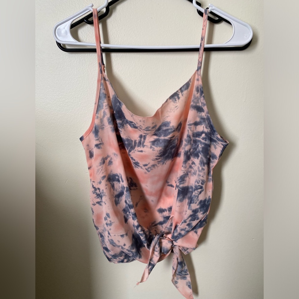 Pick and blue sheer tank top
